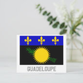 Flagge Guadeloupe mit Namen Postkarte (Stehend Vorderseite)