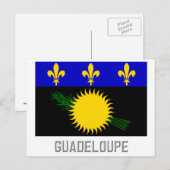 Flagge Guadeloupe mit Namen Postkarte (Vorne/Hinten)