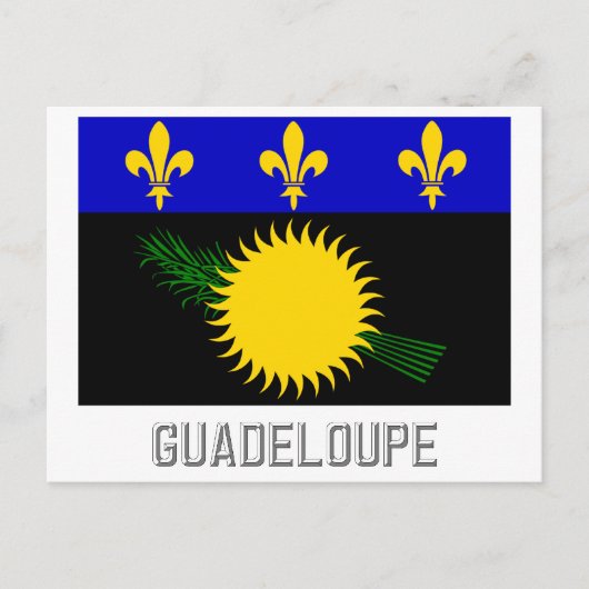Flagge Guadeloupe mit Namen Postkarte (Vorderseite)