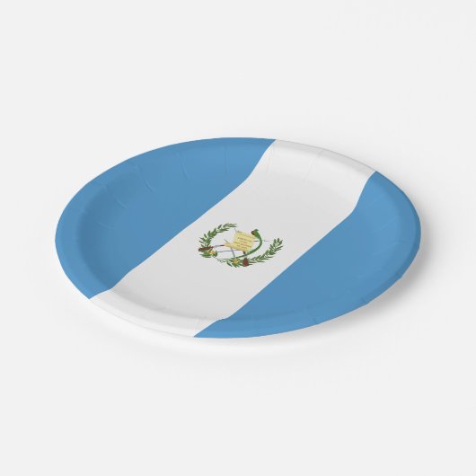 Flagge Guatemalas (Guatemala) Pappteller (Schrägansicht)