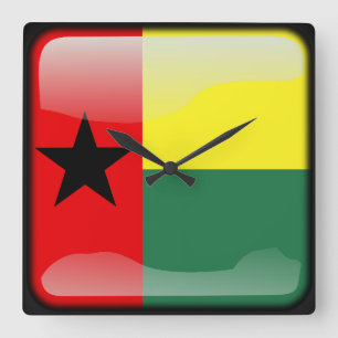 Flagge Guinea-Bissau Quadratische Wanduhr