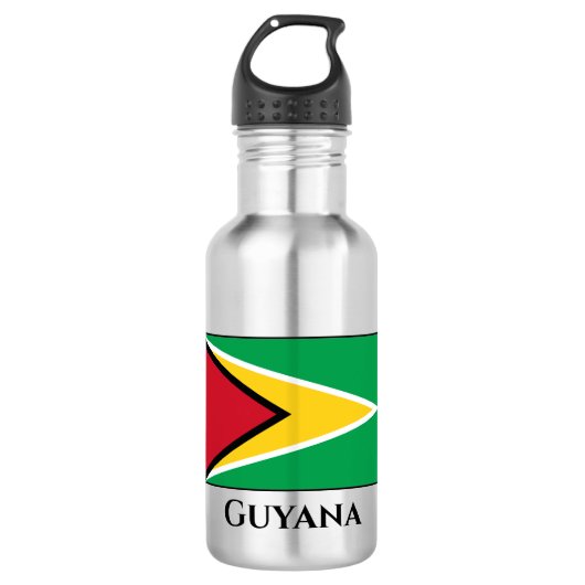 Flagge Guyanas (Guyana) Edelstahlflasche (Vorderseite)