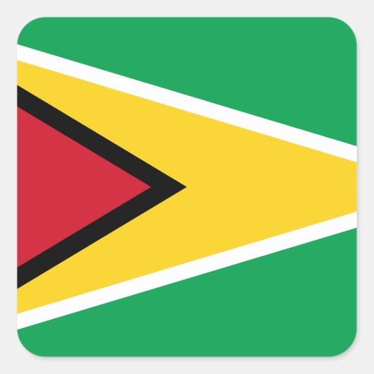 Flagge Guyanas (Guyana) Quadratischer Aufkleber (Vorderseite)