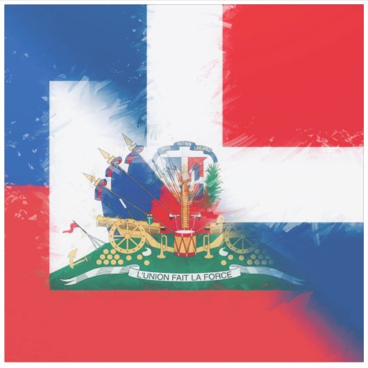 Flagge Haitis | Hispaniola DR Half Aufkleber (Vorderseite)