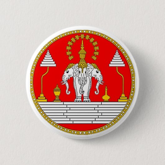 FLAGGE HAUPTelefanten LAOS DREI Button (Vorderseite)
