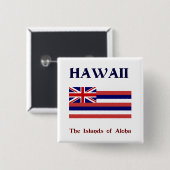 Flagge Hawaiis und Motto Button (Vorne & Hinten)