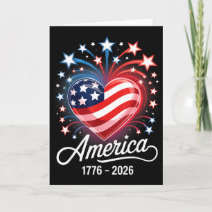 Flagge Herz 1776 2026 4. Juli 250. Geburtstag _1  Karte