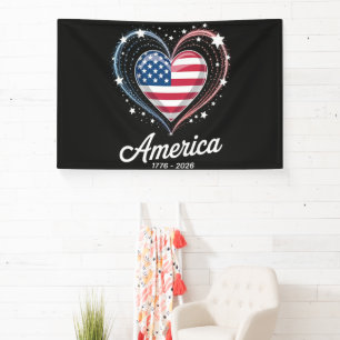 Flagge Herz 1776 2026 4. Juli 250. Geburtstag Banner