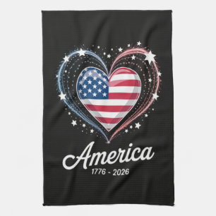 Flagge Herz 1776 2026 4. Juli 250. Geburtstag Geschirrtuch