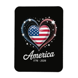 Flagge Herz 1776 2026 4. Juli 250. Geburtstag Magnet
