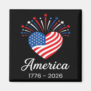 Flagge Herz 1776 2026 4. Juli 250. Geburtstag Magnet