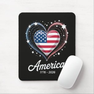 Flagge Herz 1776 2026 4. Juli 250. Geburtstag Mousepad