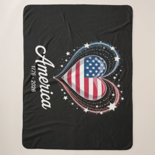 Flagge Herz 1776 2026 4. Juli 250. Geburtstag Sherpadecke