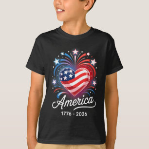 Flagge Herz 1776 2026 4. Juli 250. Geburtstag T-Shirt