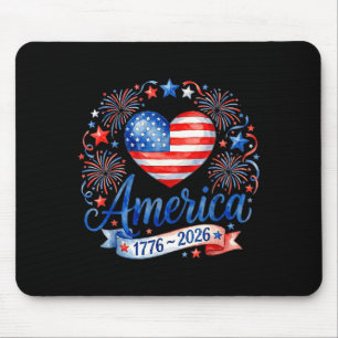 Flagge Herz Amerika 1776 2026 lustig 4. Juli Mousepad