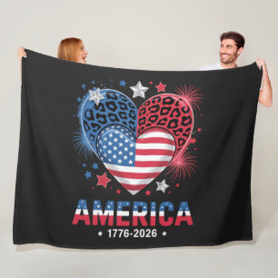 Flagge Herz Leopard 1776 2026 4. Juli Fleecedecke