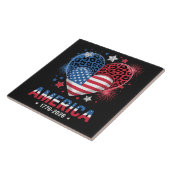 Flagge Herz Leopard 1776 2026 4. Juli Fliese (Seite)