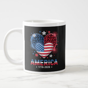 Flagge Herz Leopard 1776 2026 4. Juli Jumbo-Tasse