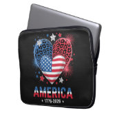 Flagge Herz Leopard 1776 2026 4. Juli Laptopschutzhülle (Vorderseite Links)