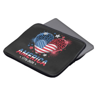 Flagge Herz Leopard 1776 2026 4. Juli Laptopschutzhülle