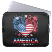 Flagge Herz Leopard 1776 2026 4. Juli Laptopschutzhülle (Vorderseite)