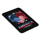 Flagge Herz Leopard 1776 2026 4. Juli Magnet (Rechte Seite)