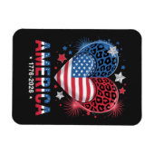 Flagge Herz Leopard 1776 2026 4. Juli Magnet (Horizontal)