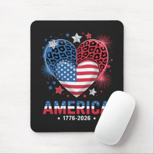 Flagge Herz Leopard 1776 2026 4. Juli Mousepad