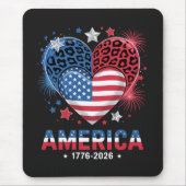 Flagge Herz Leopard 1776 2026 4. Juli Mousepad (Vorne)
