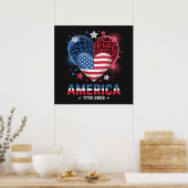 Flagge Herz Leopard 1776 2026 4. Juli Poster (Küche)