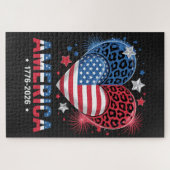 Flagge Herz Leopard 1776 2026 4. Juli Puzzle (Horizontal)
