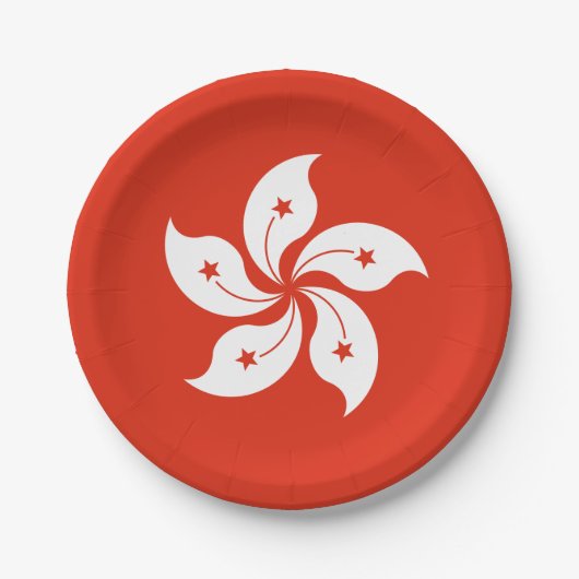 Flagge Hongkong Pappteller (Vorderseite)