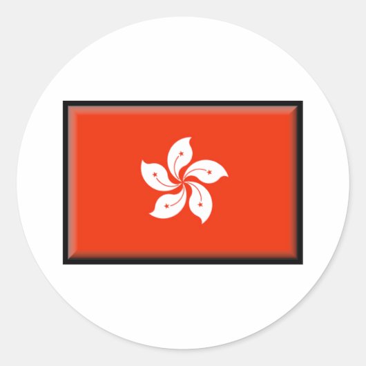 Flagge Hongkong Runder Aufkleber (Vorderseite)