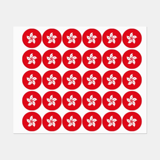 Flagge Hongkongs Etiketten (Blatt)