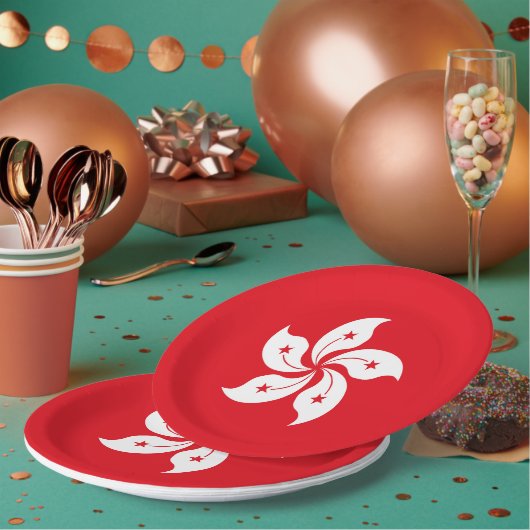 Flagge Hongkongs Pappteller (Multi)