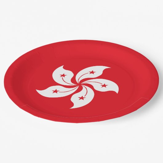 Flagge Hongkongs Pappteller (Schrägansicht)