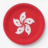 Flagge Hongkongs Pappteller (Vorderseite)