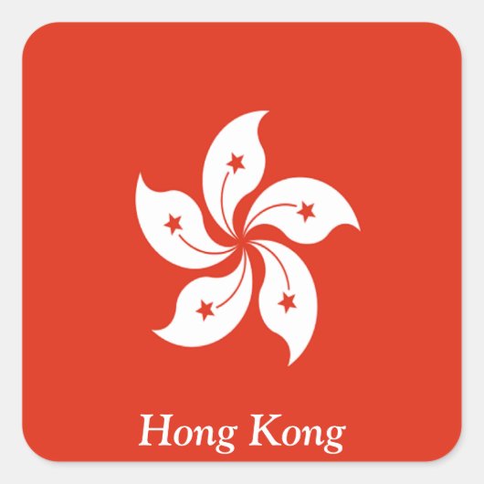 Flagge Hongkongs Quadratischer Aufkleber (Vorderseite)