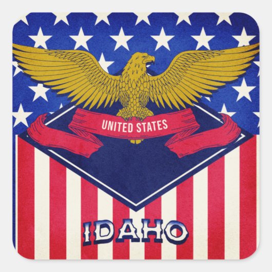 Flagge Idaho USA Quadratischer Aufkleber (Vorderseite)