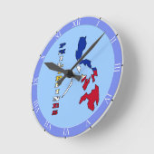 Flagge in der Karte der Philippinen Runde Wanduhr (Winkel)