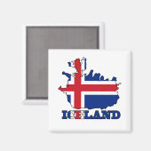 Flagge in der Karte Islands Magnet (Vorderseite/Rückseite)
