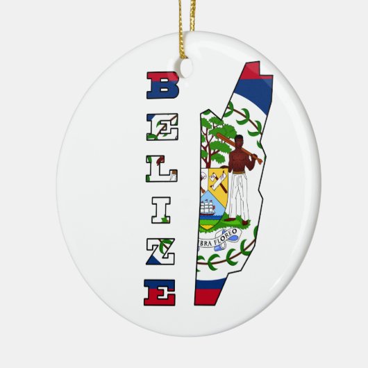 Flagge in der Karte von Belize Keramik Ornament (Links)