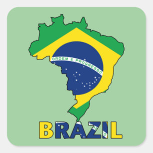 Flagge in der Karte von Brasilien Quadratischer Aufkleber