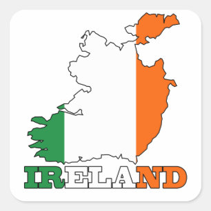 Flagge in der Karte von Irland Quadratischer Aufkleber