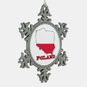 Flagge in der Karte von Polen Schneeflocken Zinn-Ornament (Links)