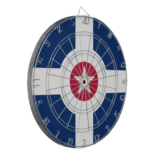 Flagge Indianapolis, Indiana Dartboard mit Darts Dartscheibe (Vorderseite Links)