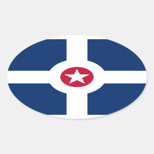 Flagge Indianapolis, Indiana Ovaler Aufkleber