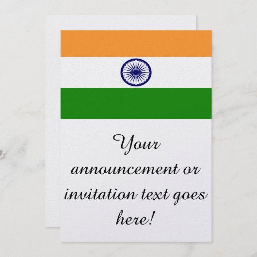 Flagge Indiens Einladung (Vorne/Hinten)