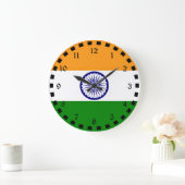 Flagge Indiens Große Wanduhr (Zuhause)