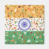 Flagge Indiens mit Kulturgütern Magnet (Vorne)